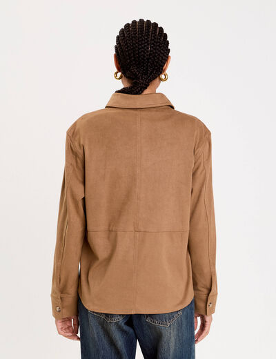 Chemise aspect daim marron clair femme