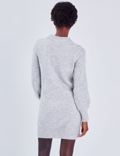 Robe pull droite gris clair femme