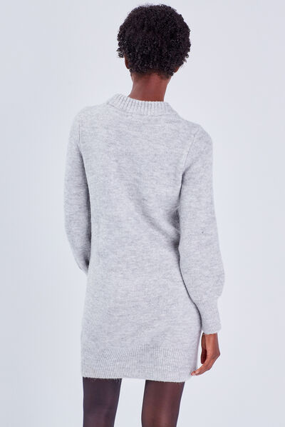 Robe pull droite gris clair femme