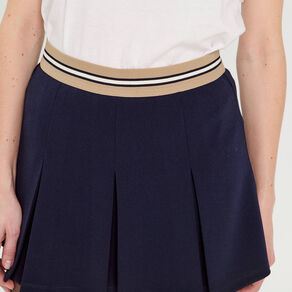 Jupe évasée plissée bleu marine femme