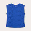 T-shirt sans manches brodé bleu electrique femme