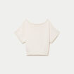 Pull ample cropped manches courtes ecru femme