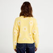 Gilet col v motif fleur jaune clair femme