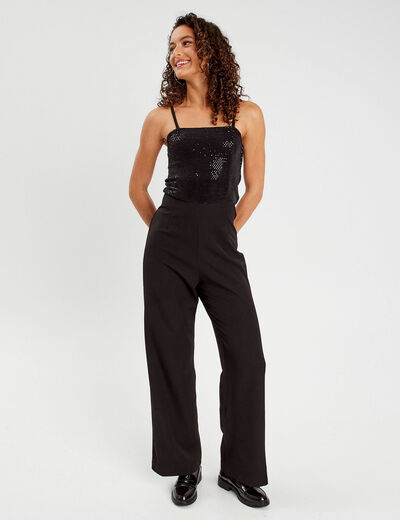 Combinaison pantalon sequins noir femme