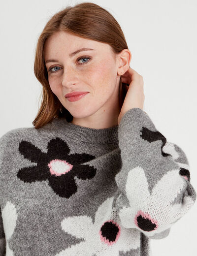 Pull manches longues gris clair femme