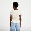 Blouse droite col v manches courtes ecru femme