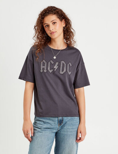 T-shirt manches courtes AC/DC gris foncé femme
