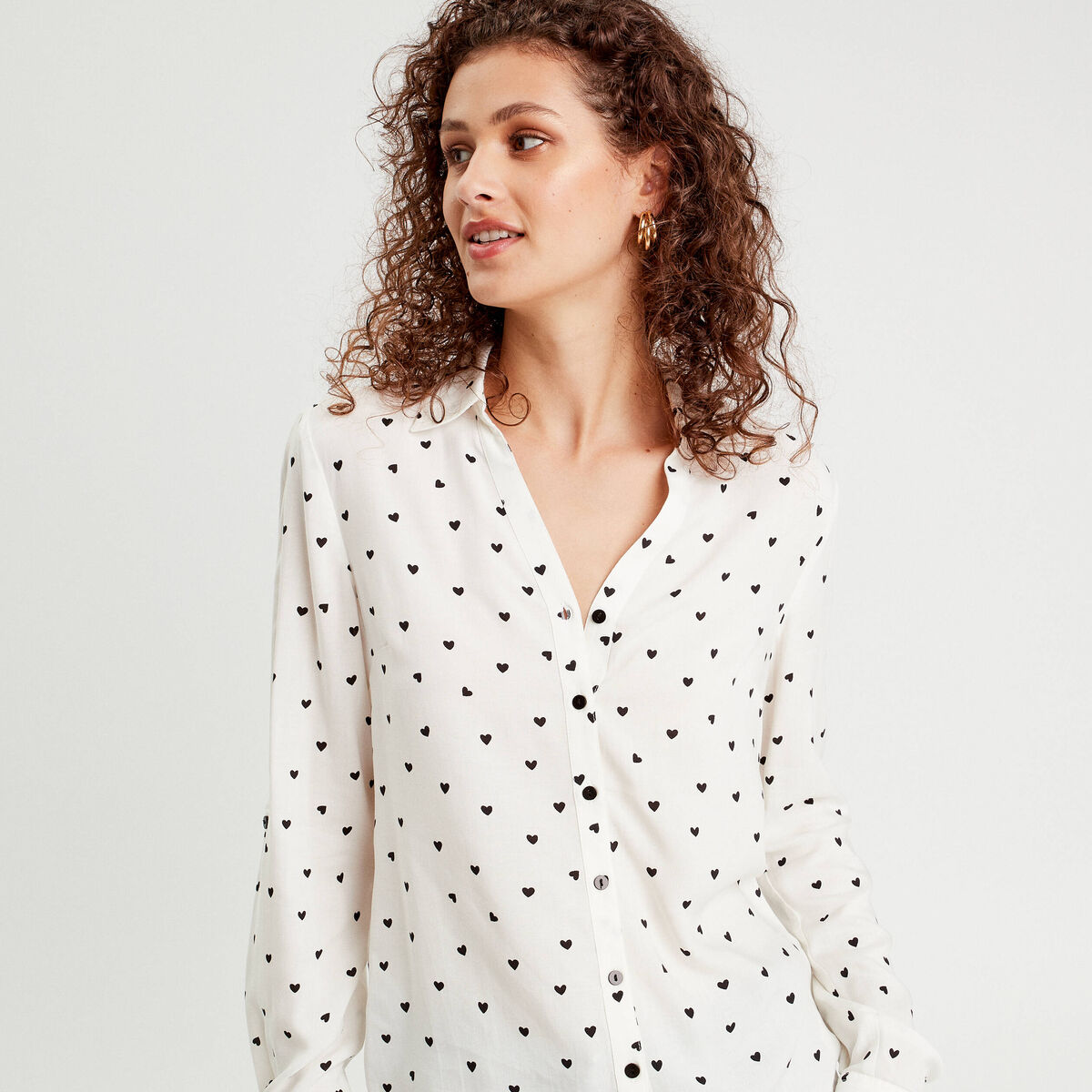 Chemise manches longues blanc femme