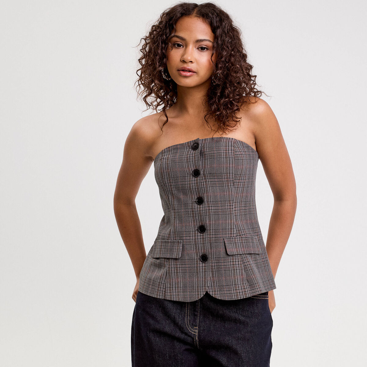 Bustier cintr&eacute; gris fonc&eacute; femme