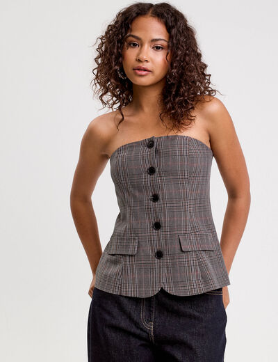 Bustier cintr&eacute; gris fonc&eacute; femme