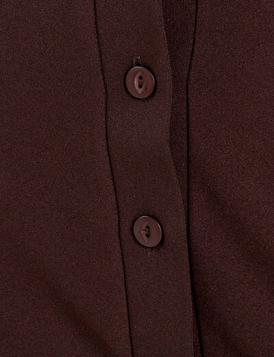 Robe évasée boutonnée marron femme