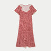 Robe longue &eacute;vas&eacute;e col v dentelle terracotta femme