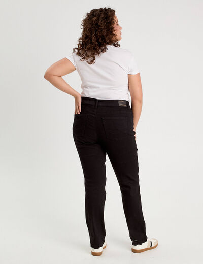 Jeans droit taille haute denim noir femme
