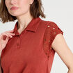 Polo manches courtes marron cognac femme