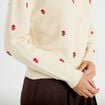 Gilet manches longues broderies col rond beige femme