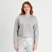 Pull manches longues gris argent femme