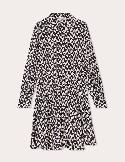 Robe chemise patineuse noir femme