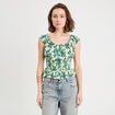 Blouse smockée manches courtes blanc femme