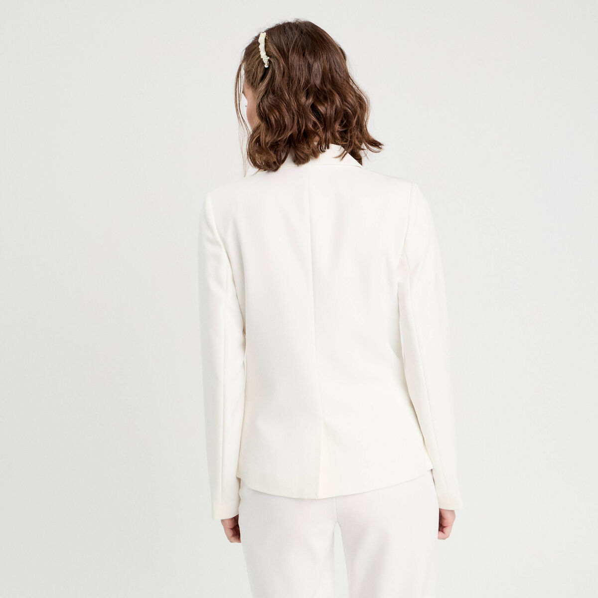 Veste blazer droite ecru femme