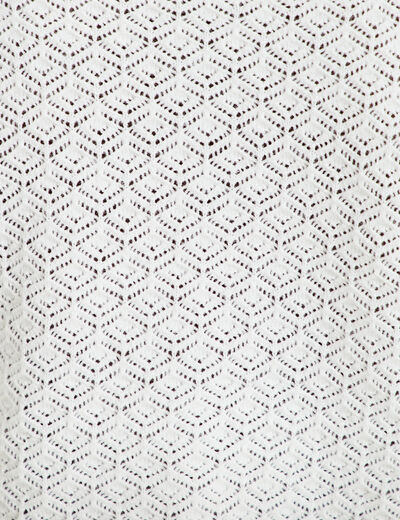 Gilet ajour&eacute; manches longues dentelle ecru femme