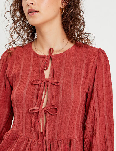 Blouse manches longues vieux rose femme