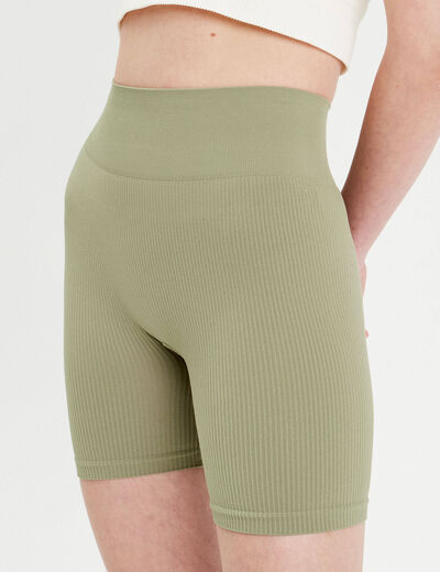 Short cycliste sans couture vert foncé femme