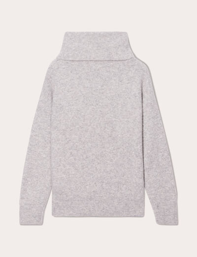Pull avec col roulé gris clair femme