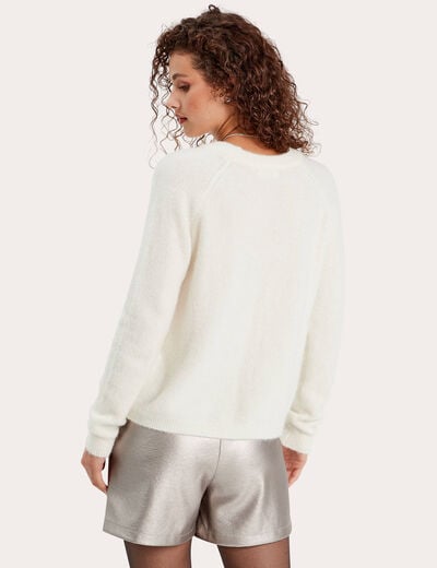 Pull manches longues ecru femme