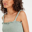 Débardeur smocké vert olive femme