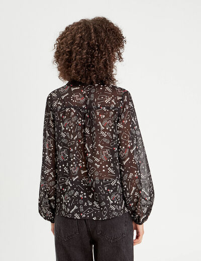 Chemise manches longues noir femme
