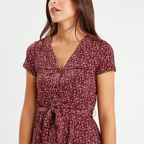 Robe patineuse ceinturée noir femme
