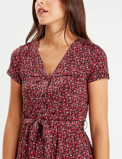 Robe patineuse ceinturée noir femme