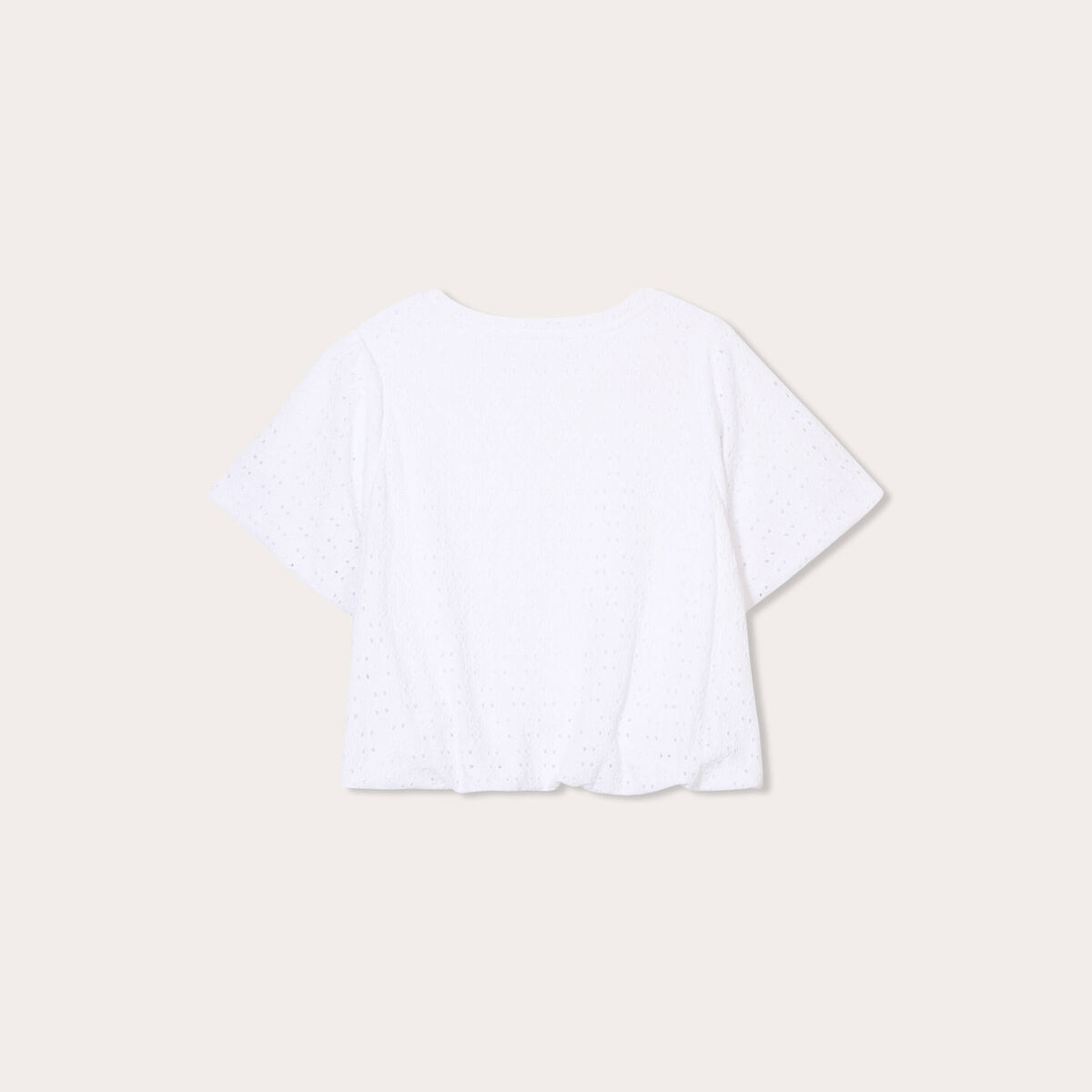 T-shirt ajouré effet boule blanc femme