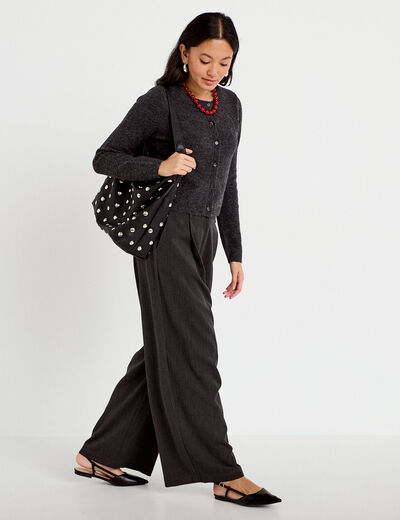 Pantalon bootcut taille haute gris fonc&eacute; femme