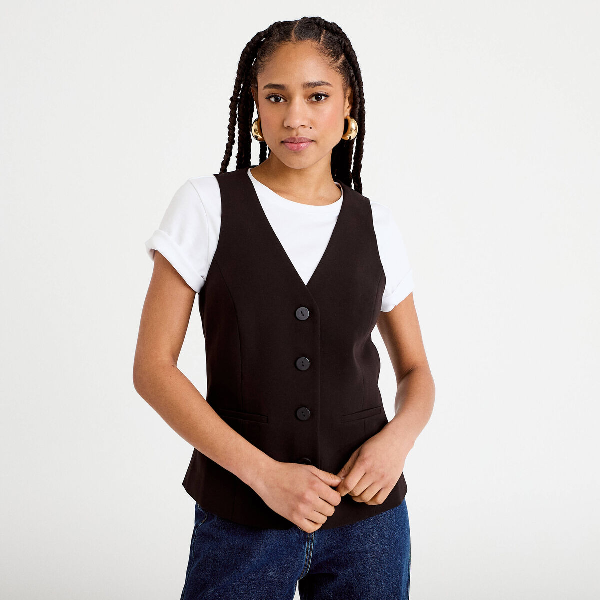 Gilet sans manches noir femme