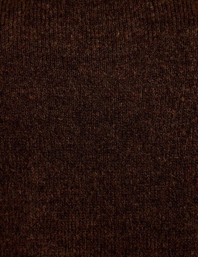 Pull 2-en-1 col chemise manches longues marron fonc&eacute; femme