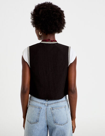 Gilet droit court sans manches noir femme