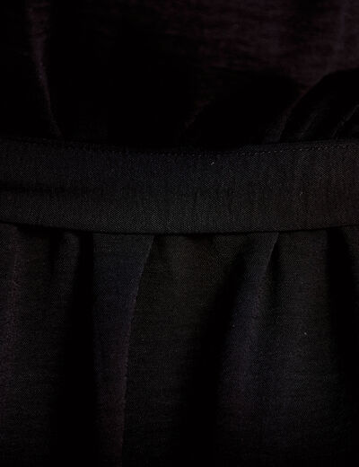 Robe courte &eacute;vas&eacute;e col v manches courtes noir femme
