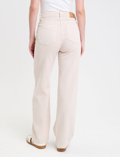 Jeans wide leg taille haute ecru femme
