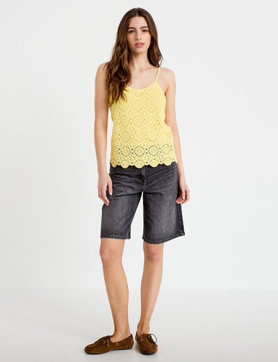 D&eacute;bardeur effet crochet jaune clair femme