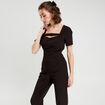 Combinaison pantalon 7/8&egrave;me noir femme