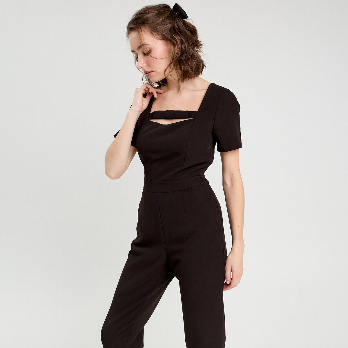 Combinaison pantalon 7/8&egrave;me noir femme