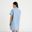 Robe en jean brod&eacute;e bleu fonc&eacute; femme