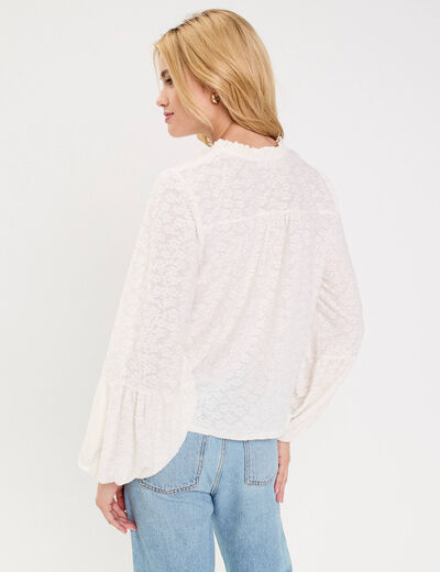 Blouse manches longues ecru femme