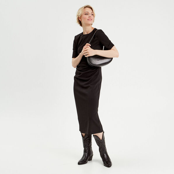 Robe longue ajustée noir femme