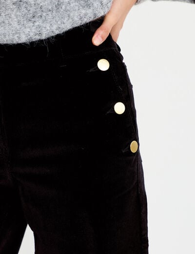 Pantalon taille haute velours noir femme