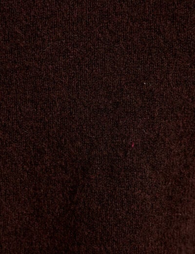 Gilet manches longues broderies col rond marron fonc&eacute; femme