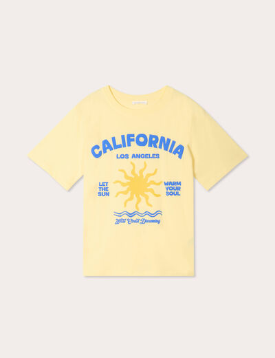 T-shirt manches courtes jaune clair femme