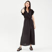 Robe longue évasée cache-coeur noir femme