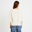 Pull oversize col rond manches courtes ecru femme